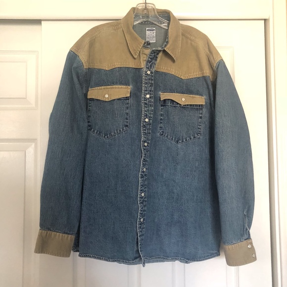 Old Navy Other - Thick denim shirt with tan corduroy accents